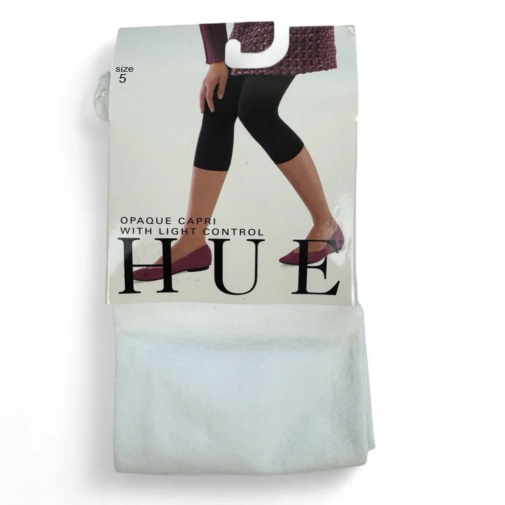 Hue‎ Womens White Opaque Capri Tights w/ Light Control Size 5 - 255-300 Lbs